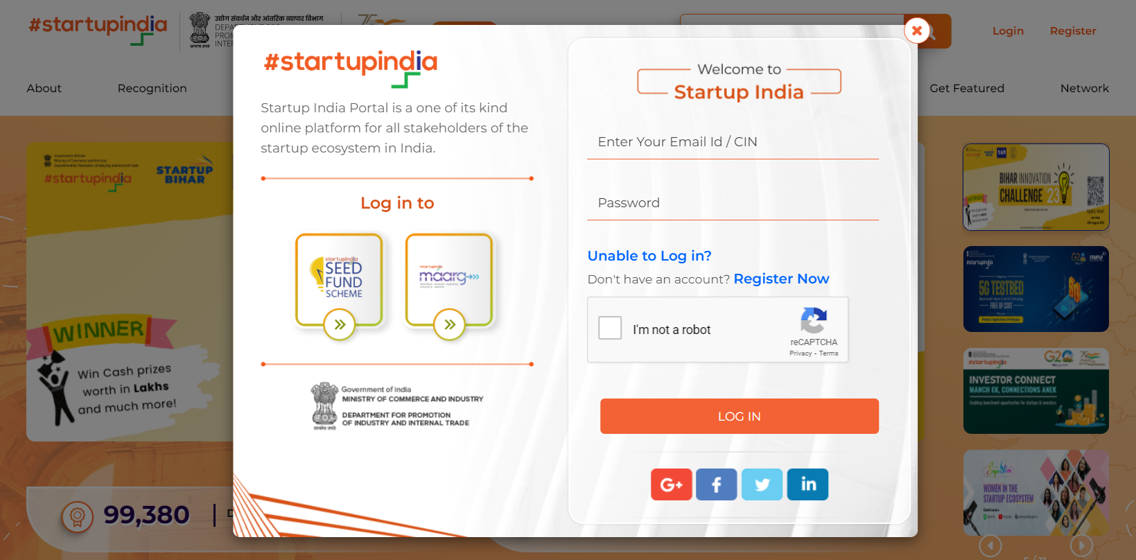 Startup India Login, startup India registration eligibility,